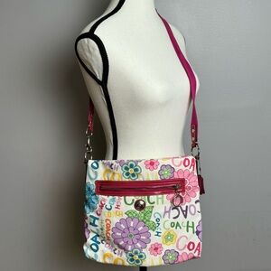 Coach daisy floral purse nylon shoulder bag/ cross body Y2K